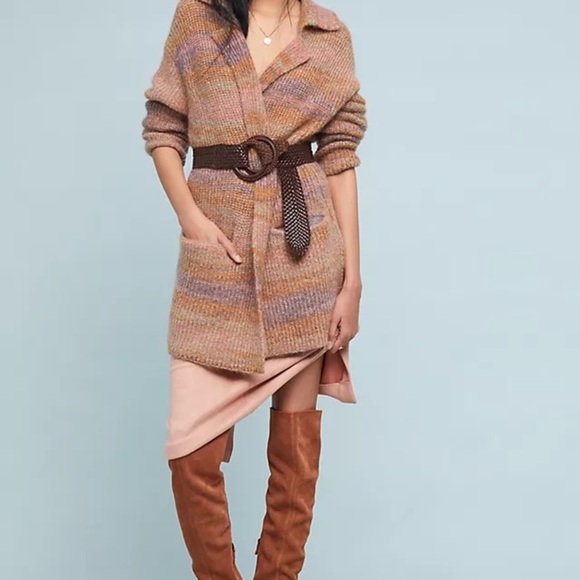 Anthropologie Maeve Wainwright Multicolor Striped Ombré Long Line Cardigan - Picture 1 of 13